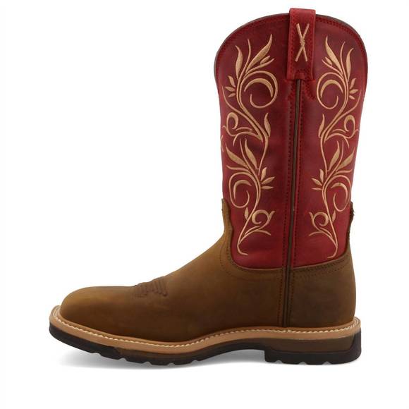 NEW TWISTED X women's steel-toe pull-on work boot in latigo/red - Picture 2 of 6
